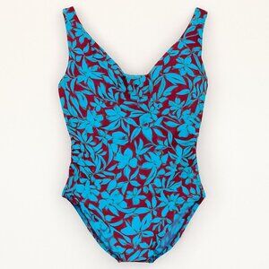 Land's End Preppy Slimming Summer One-Piece Swimsuit Floral 16P